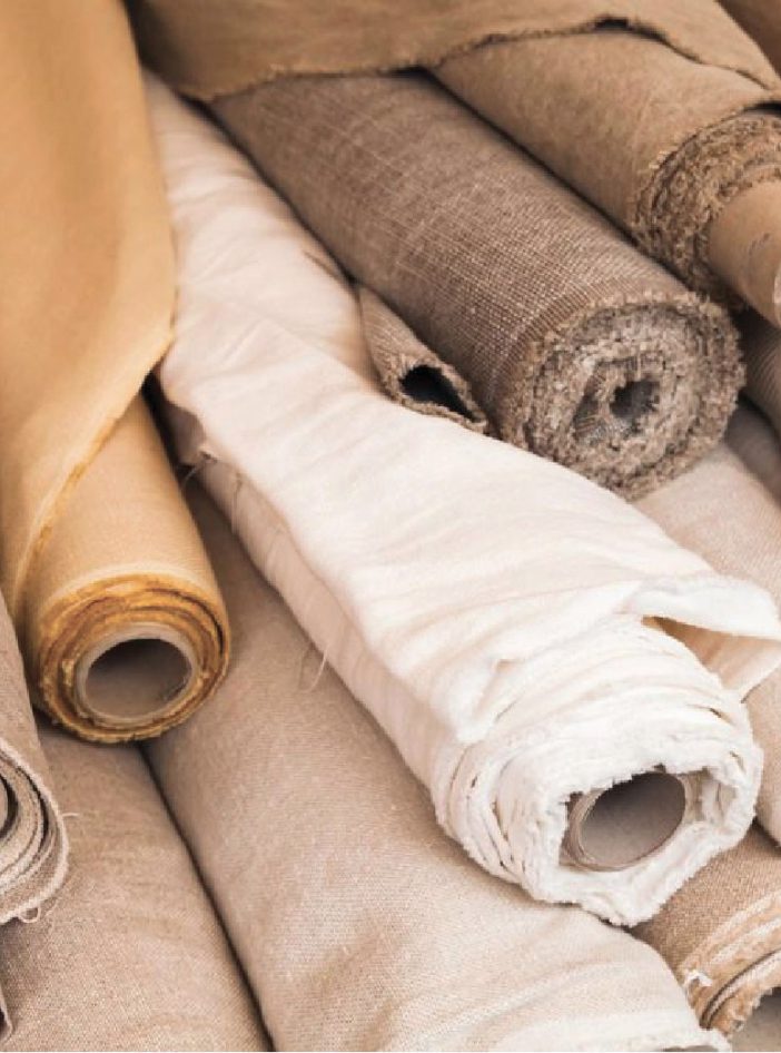 Rolls of different type of fabric